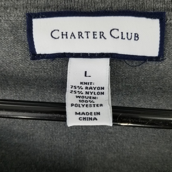 NWT Charter Club Size L Grey Solid Sweater - Picture 3 of 6